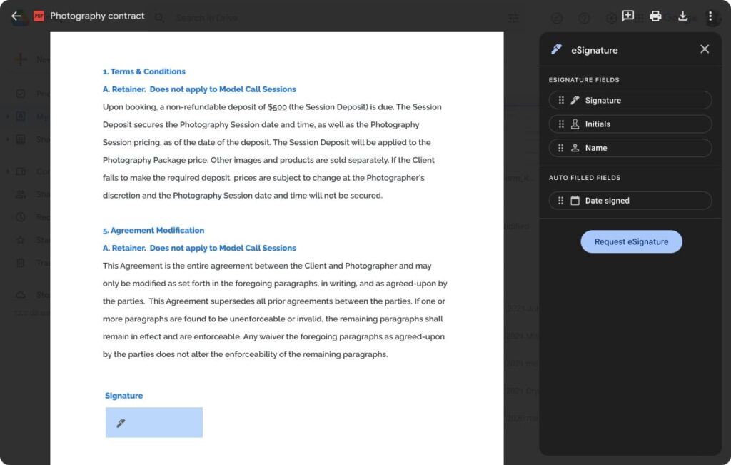 Google Docs integra firmas digitales con eSignature 8