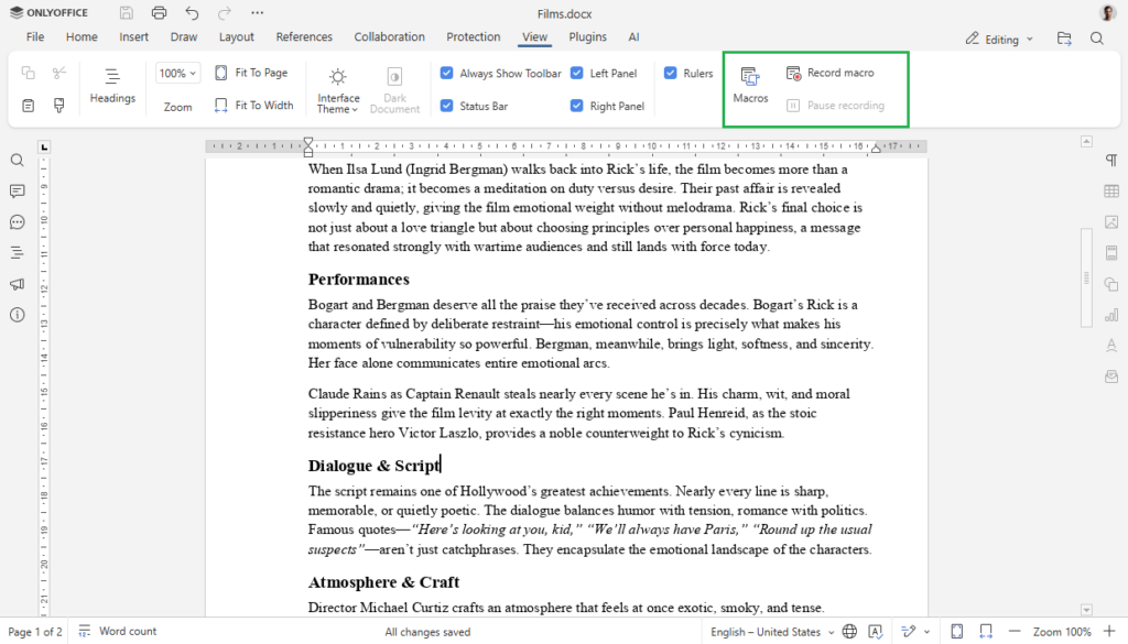 ONLYOFFICE Docs 9.2 se refuerza con corrección ortográfica por IA, macros grabables y más opciones para oficinas híbridas 2