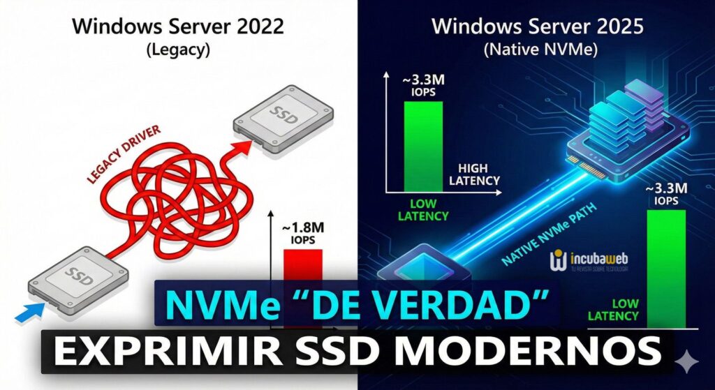 Windows Server 2025 activa el “modo NVMe nativo”: Microsoft rediseña la ruta de E/S para recortar CPU y acercarse al techo real de los SSD modernos 1